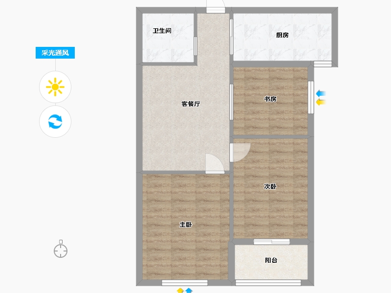 山东省-潍坊市-银泉广场-67.20-户型库-采光通风