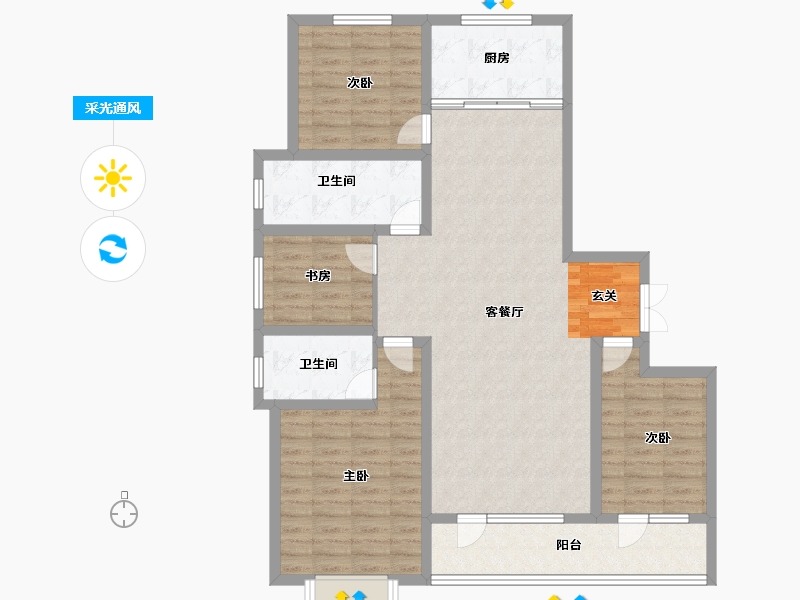 山东省-淄博市-翡翠怡景-114.00-户型库-采光通风