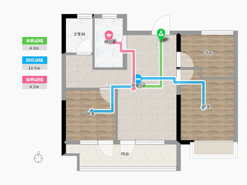 山东省-烟台市-天恒龙泽府-74.00-户型库-动静线