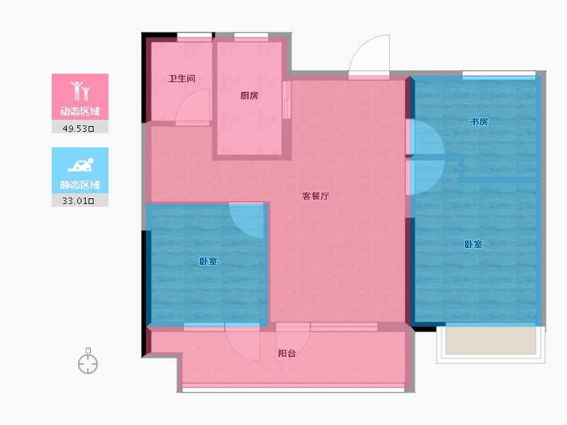 山东省-烟台市-天恒龙泽府-74.00-户型库-动静分区