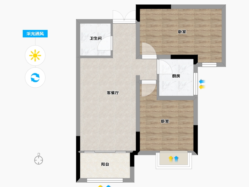 山东省-烟台市-通用一城山河-62.03-户型库-采光通风