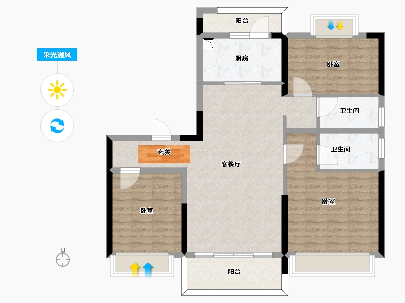 河南省-驻马店市-碧桂园蔡州府-100.00-户型库-采光通风