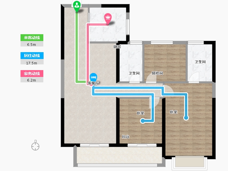 湖北省-武汉市-远洋东方境世界观-105.00-户型库-动静线