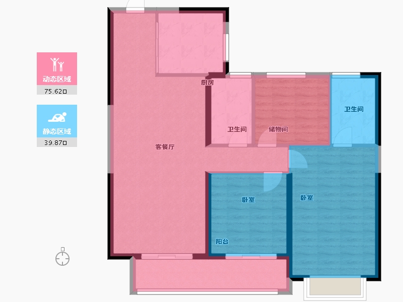 湖北省-武汉市-远洋东方境世界观-105.00-户型库-动静分区