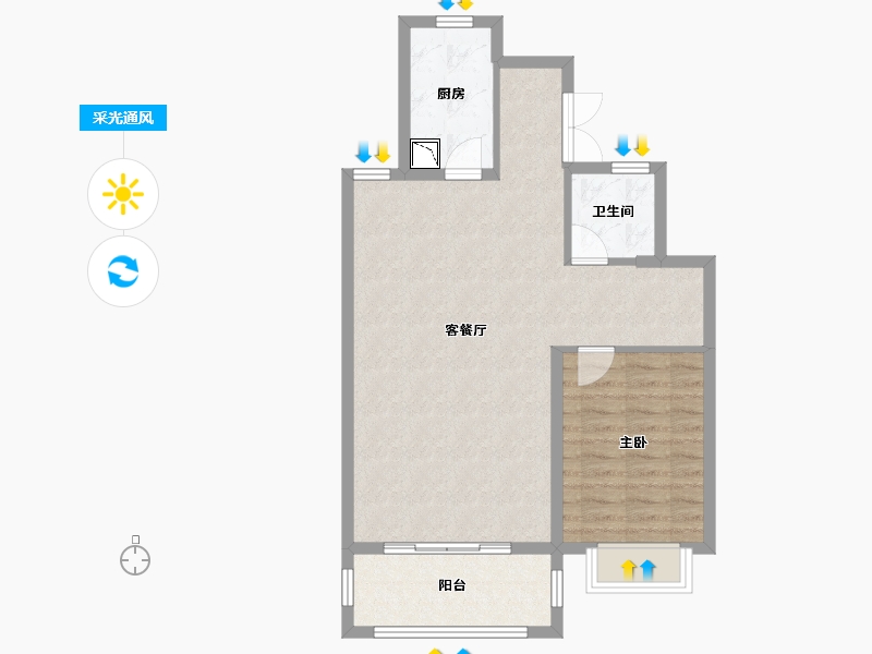 湖南省-株洲市-株洲金茂悦-71.30-户型库-采光通风