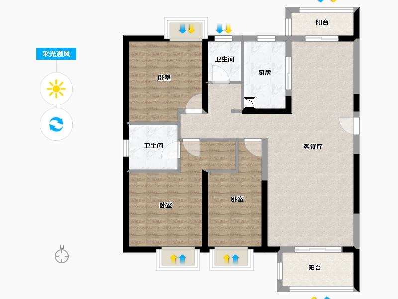 湖北省-武汉市-中建铂公馆-99.29-户型库-采光通风