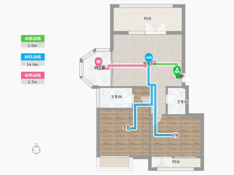 山东省-威海市-蓝湾公馆-72.00-户型库-动静线