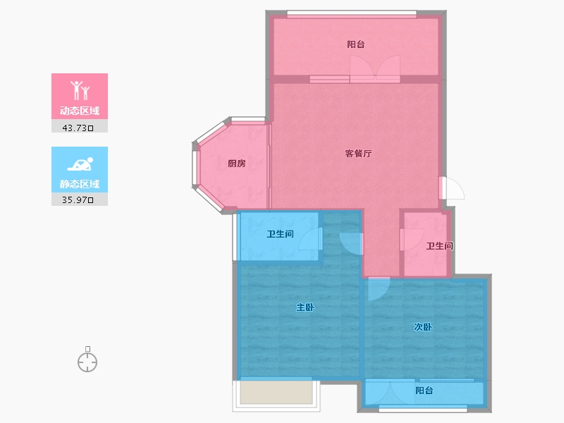 山东省-威海市-蓝湾公馆-72.00-户型库-动静分区