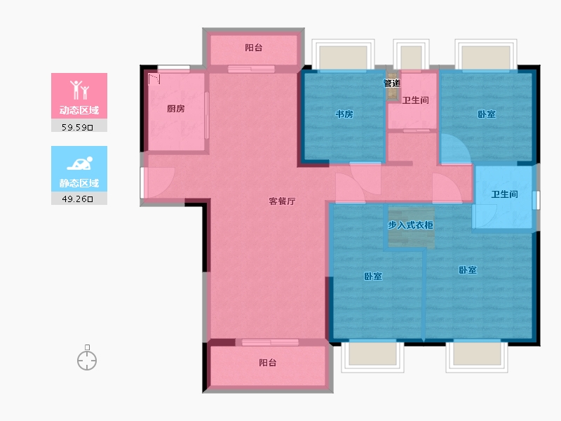 湖北省-武汉市-碧桂园凰城悦山湖-97.96-户型库-动静分区