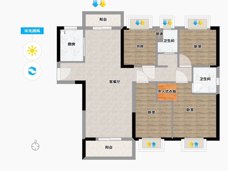 湖北省-武汉市-碧桂园凰城悦山湖-97.96-户型库-采光通风