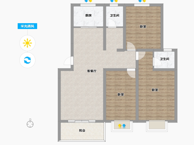 河南省-许昌市-荣城尚府-99.71-户型库-采光通风