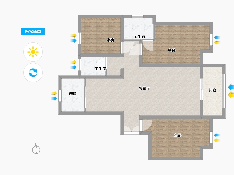 山东省-临沂市-经纬国际广场-96.01-户型库-采光通风