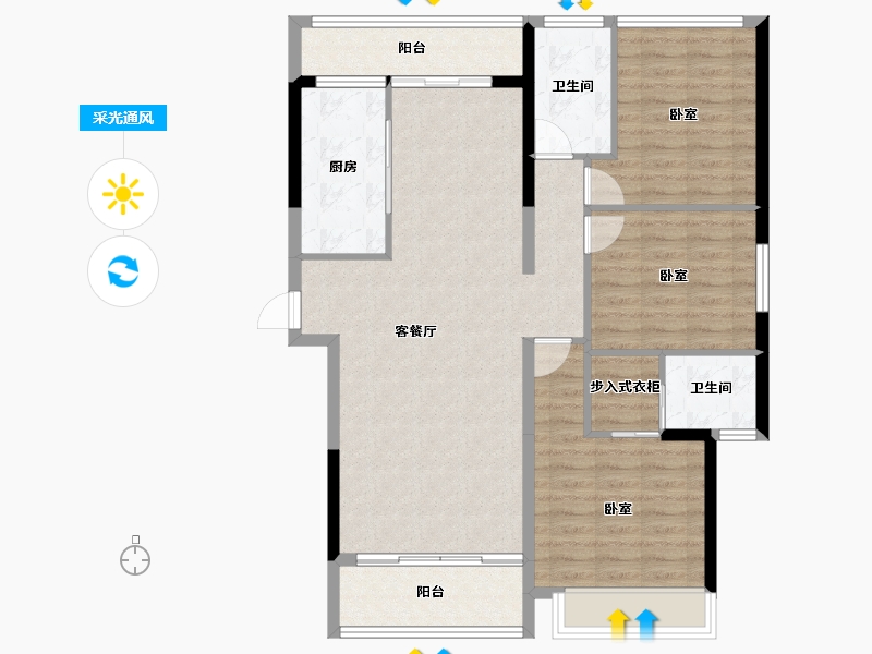 湖北省-襄阳市-鼎豊·紫云台-104.41-户型库-采光通风