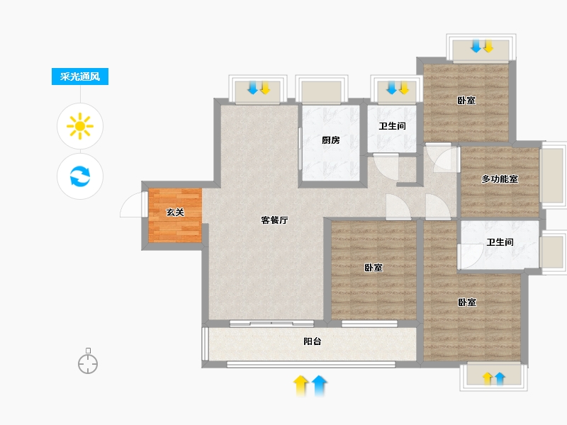 湖北省-武汉市-路劲时代城-105.19-户型库-采光通风