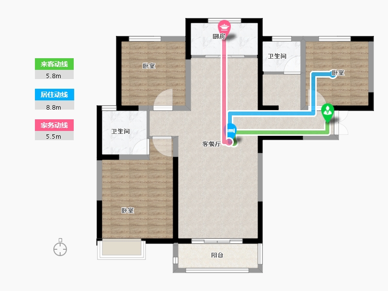 河南省-郑州市-长江一号宏图-108.06-户型库-动静线