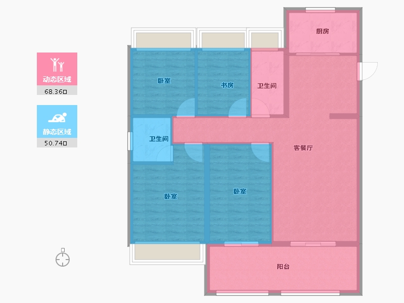 湖北省-咸宁市-咸宁·九樾-108.14-户型库-动静分区