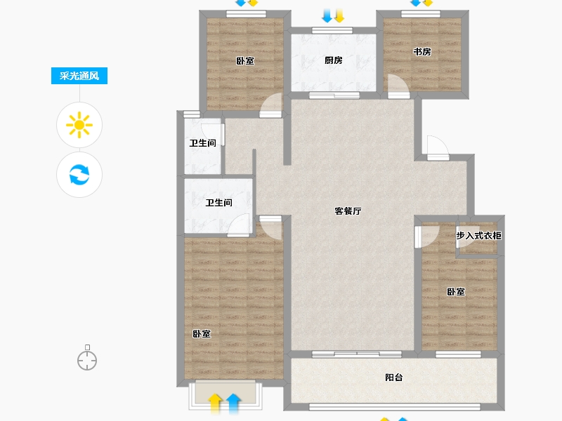 山东省-济宁市-睿湖印象-125.30-户型库-采光通风