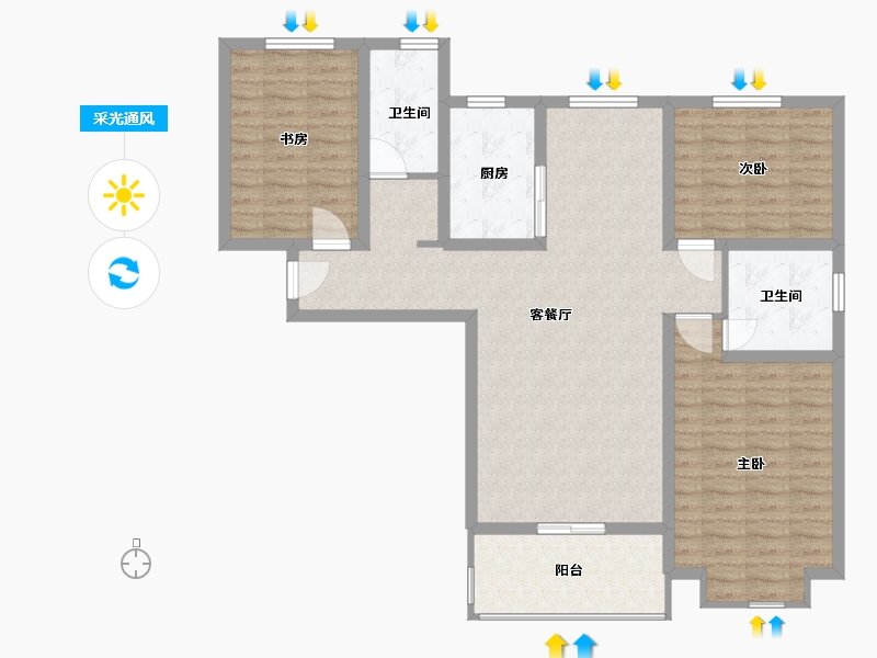 山东省-临沂市-江泉国际二期-105.01-户型库-采光通风