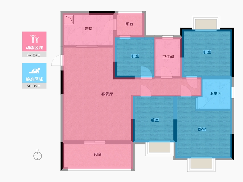 河南省-信阳市-蓝光雍锦府-102.27-户型库-动静分区