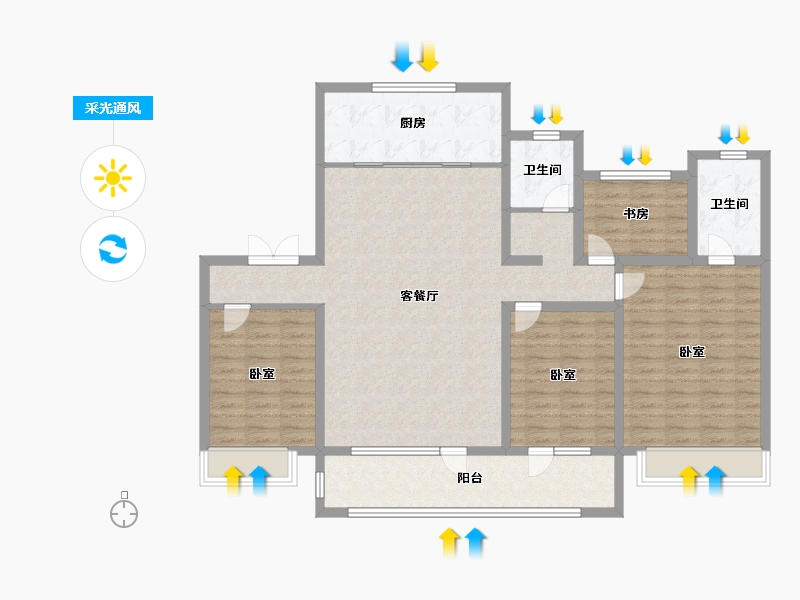 山东省-济宁市-中南珑悦-124.00-户型库-采光通风