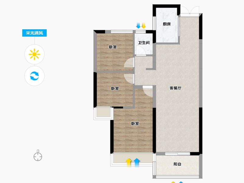 湖北省-宜昌市-建投时代印-76.87-户型库-采光通风