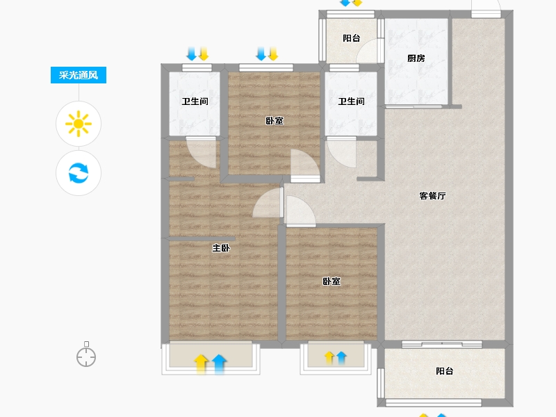 河南省-南阳市-金河湾-103.01-户型库-采光通风