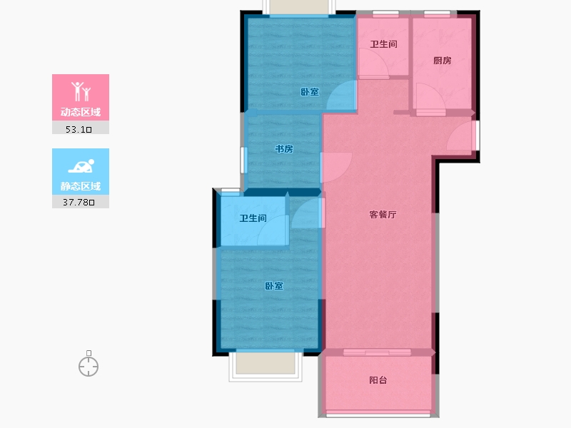 湖北省-武汉市-洺悦华府-82.01-户型库-动静分区