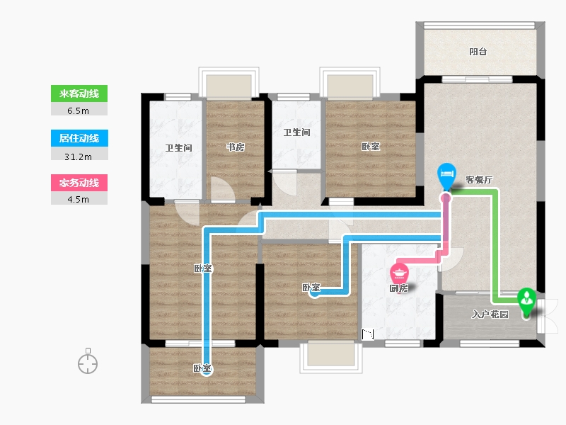 湖北省-武汉市-国瑞新港广场二期-105.33-户型库-动静线