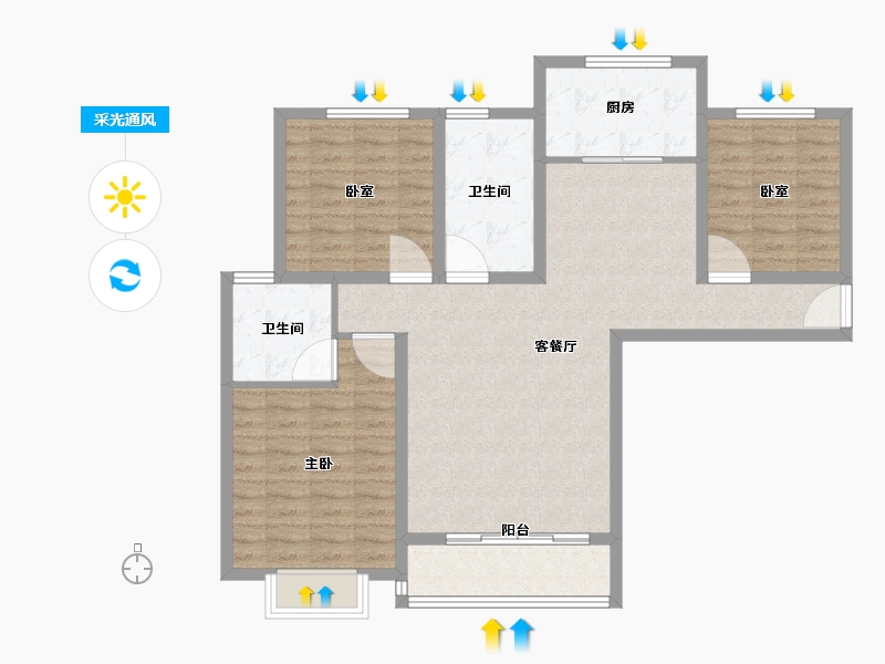 河南省-南阳市-社旗三杰•盛世城-101.01-户型库-采光通风