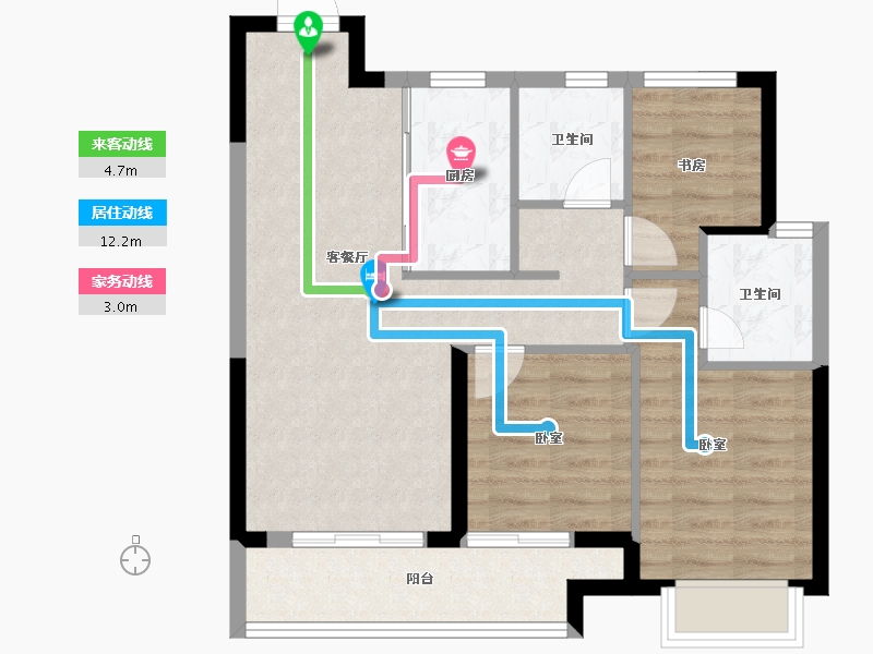 湖北省-孝感市-中粮祥云地铁小镇-69.84-户型库-动静线