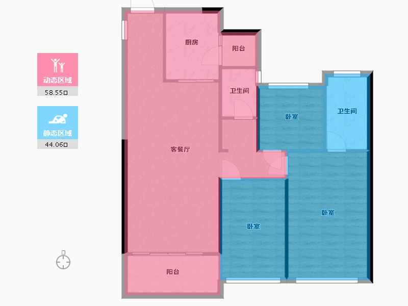 湖南省-常德市-裕泰·兰园广场-93.99-户型库-动静分区