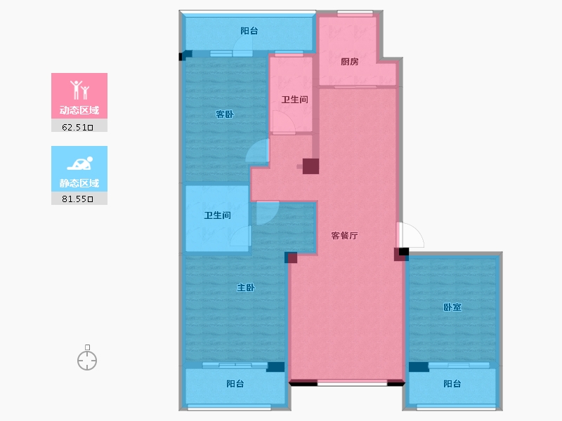 山东省-东营市-理想之城·百合园-129.45-户型库-动静分区