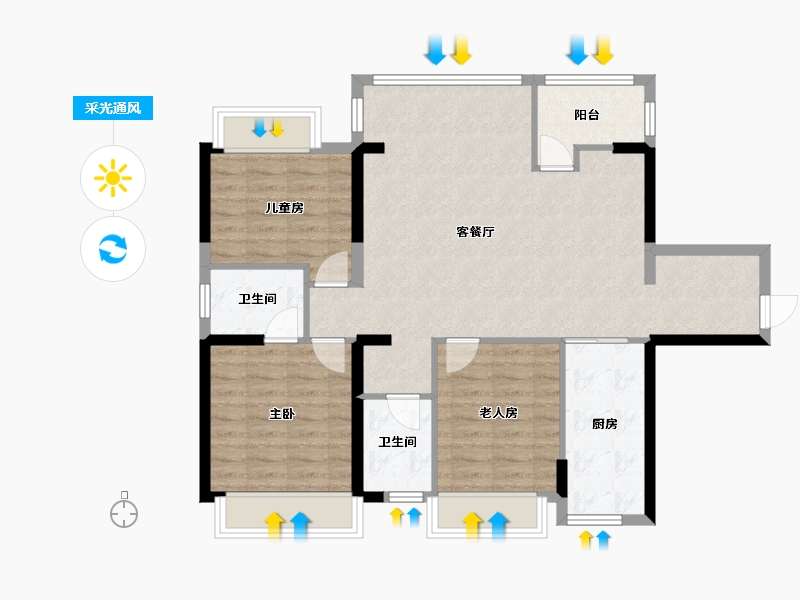 湖南省-株洲市-海源·又一城-93.74-户型库-采光通风