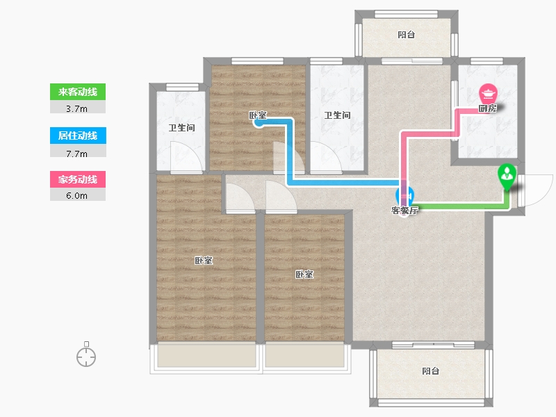 河南省-南阳市-金河湾-107.58-户型库-动静线