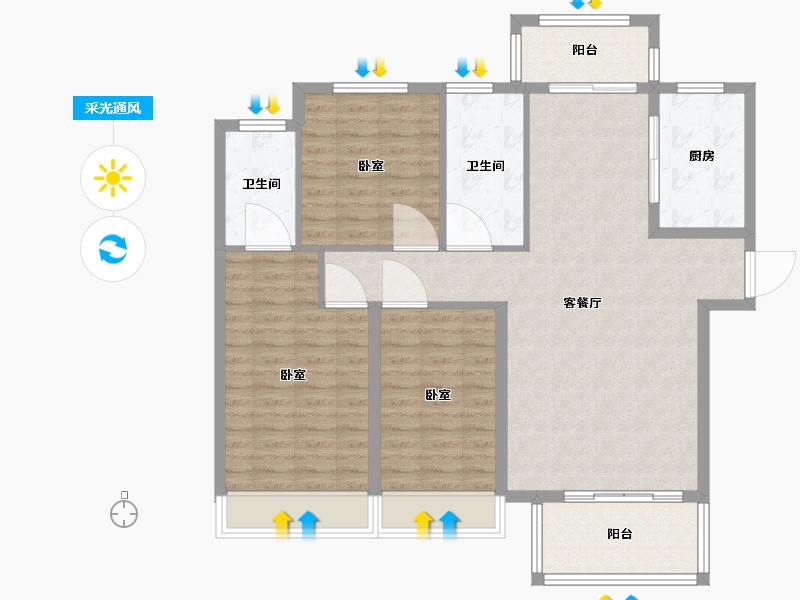 河南省-南阳市-金河湾-107.58-户型库-采光通风