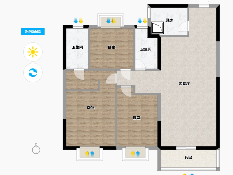 河南省-信阳市-和谐广场-109.00-户型库-采光通风