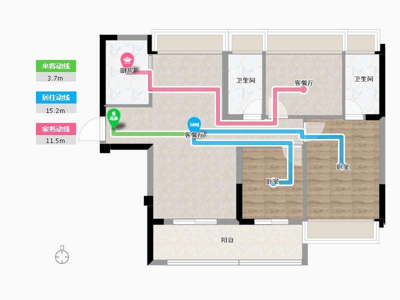 湖北省-孝感市-应城碧桂园·云玺-89.00-户型库-动静线