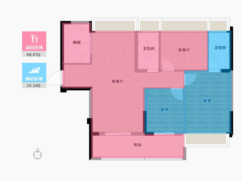 湖北省-孝感市-应城碧桂园·云玺-89.00-户型库-动静分区