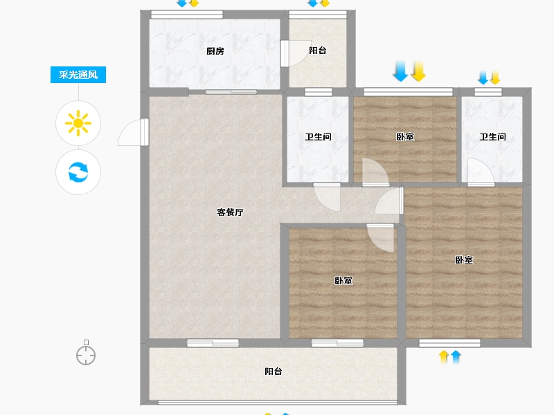 河南省-信阳市-蓝光雍锦府-96.00-户型库-采光通风