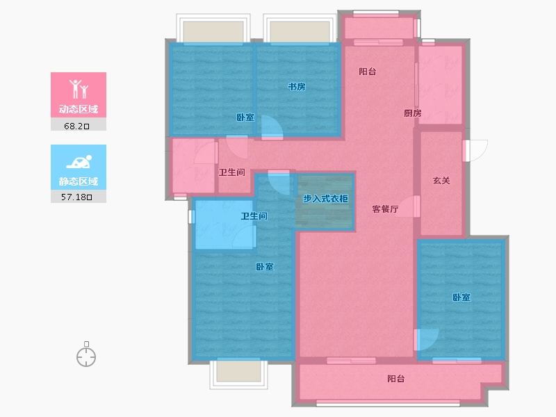 湖北省-武汉市-洺悦华府-111.18-户型库-动静分区