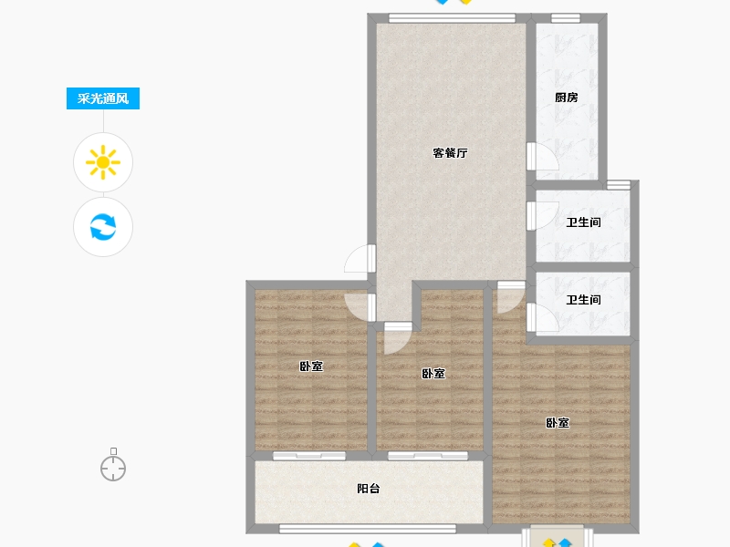 山东省-济宁市-睿湖印象-108.00-户型库-采光通风