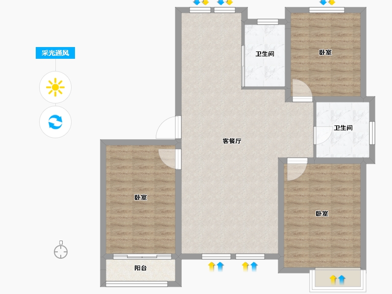 山东省-东营市-山东新汇御园-100.00-户型库-采光通风