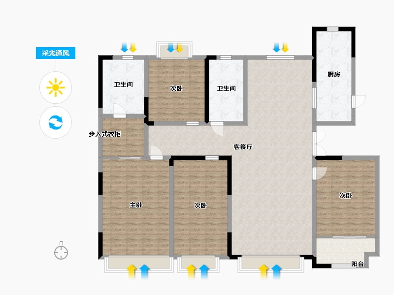 山东省-潍坊市-东金1号蓝郡-183.70-户型库-采光通风