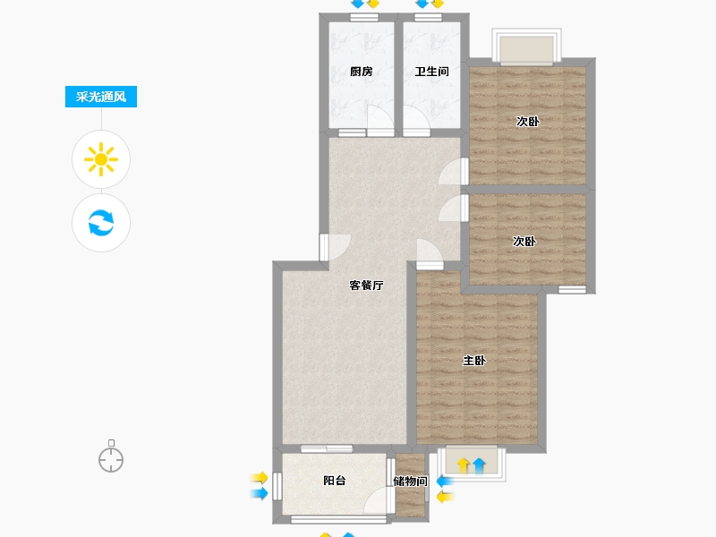 山东省-临沂市-宝丽·未来城-89.08-户型库-采光通风