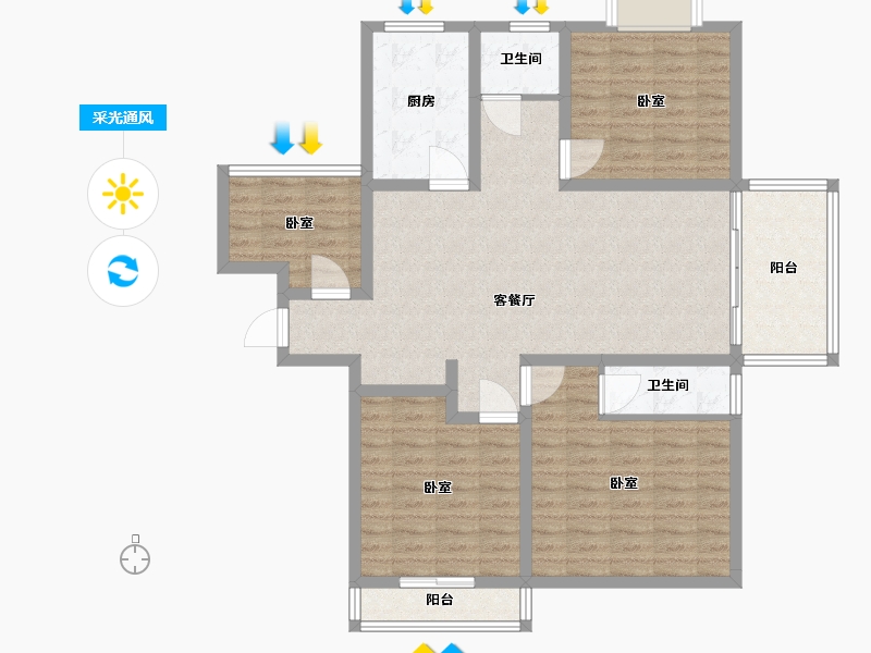 河南省-南阳市-幸福家园-110.22-户型库-采光通风