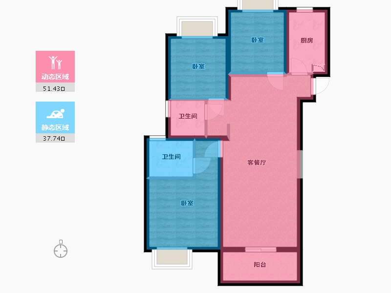 湖北省-武汉市-中建福地星城福邸-78.84-户型库-动静分区