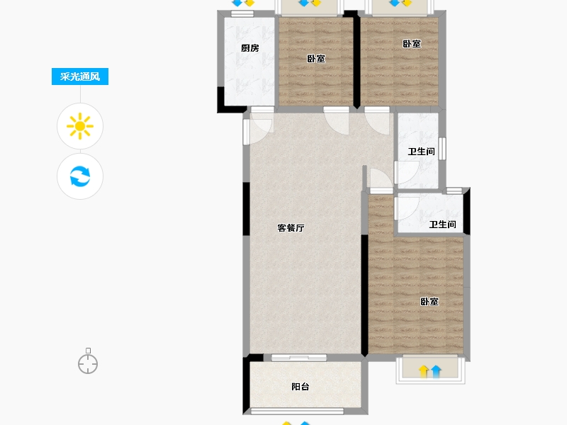 湖北省-武汉市-洺悦华府-96.01-户型库-采光通风