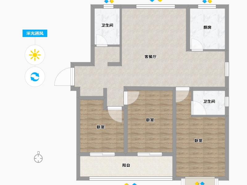 山东省-德州市-德兴·公园里-98.70-户型库-采光通风