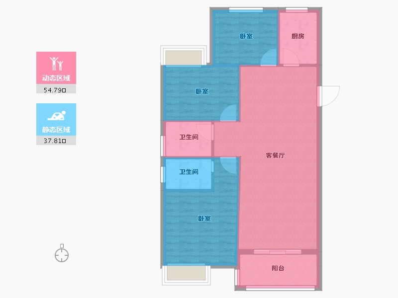 湖北省-孝感市-东方·状元成-84.69-户型库-动静分区