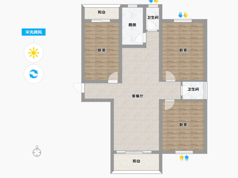 河南省-许昌市-荣城尚府-96.66-户型库-采光通风